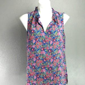 Rose + Olive Shirt Womens L Multicolor Floral Sleeveless